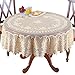 Collections Etc Crochet Lace Floral Tablecloth for Dining Room Accent or Layering Linens, Cream, 70