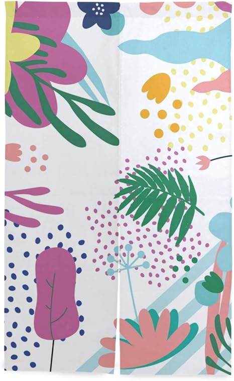 Amazon のれん おしゃれ 夏の庭柄 暖簾 幅86cm 丈143cm ポリエステル 室内インテリア 突っ張り棒付き のれん オンライン通販