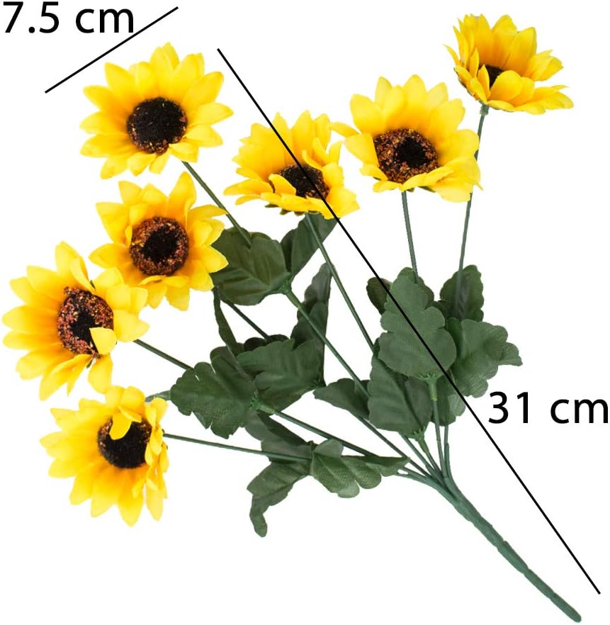 SNAIL GARDEN 6 Bunches Artificial Sunflower - Image 3