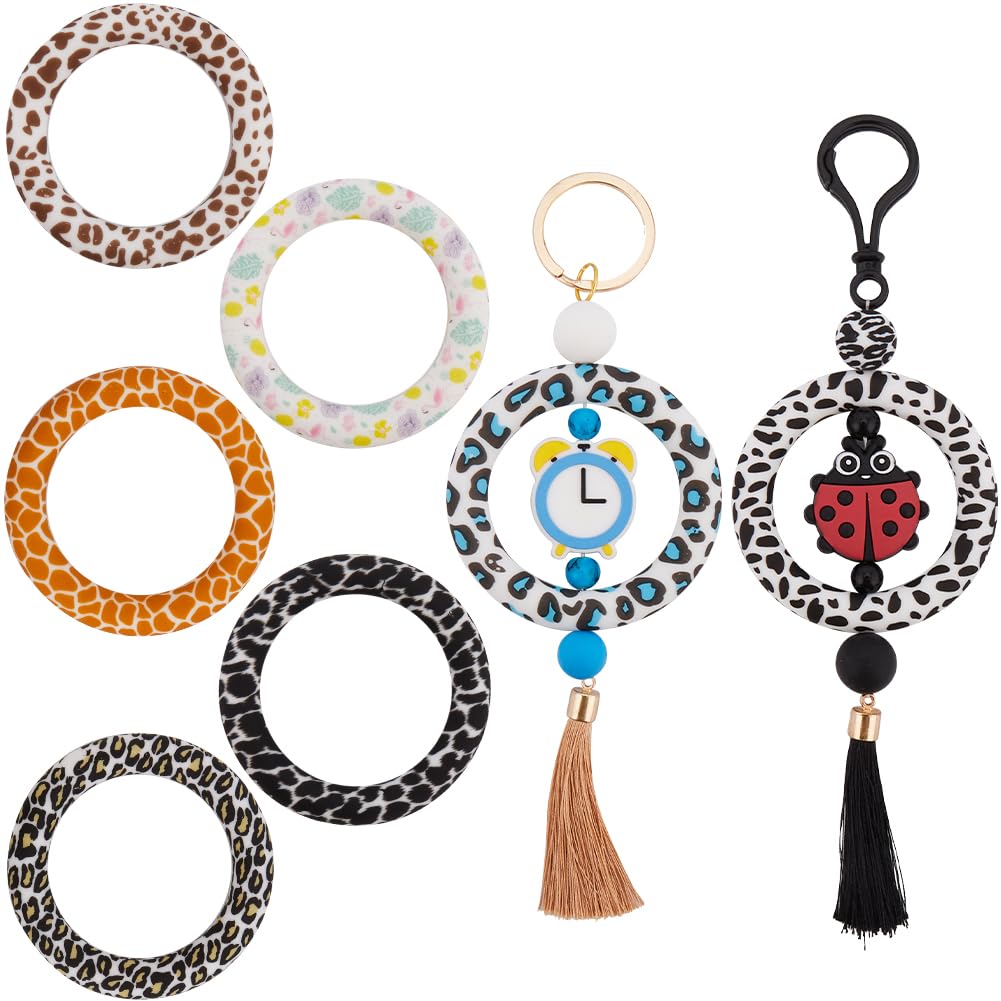 SUNNYCLUE 7 Colors Silicone Ring Beads Silicone Beading Ring 65mm Round Silicone Loop Beadable Focal Frames Silicone Beadable Rings Silicone O Rings for jewellery Making DIY Keychain Bracelet Necklace