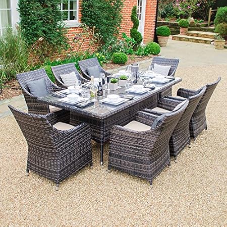 Nova Outdoor Garden Furniture Lyon 8 Seat Dining Set 2m X 1m