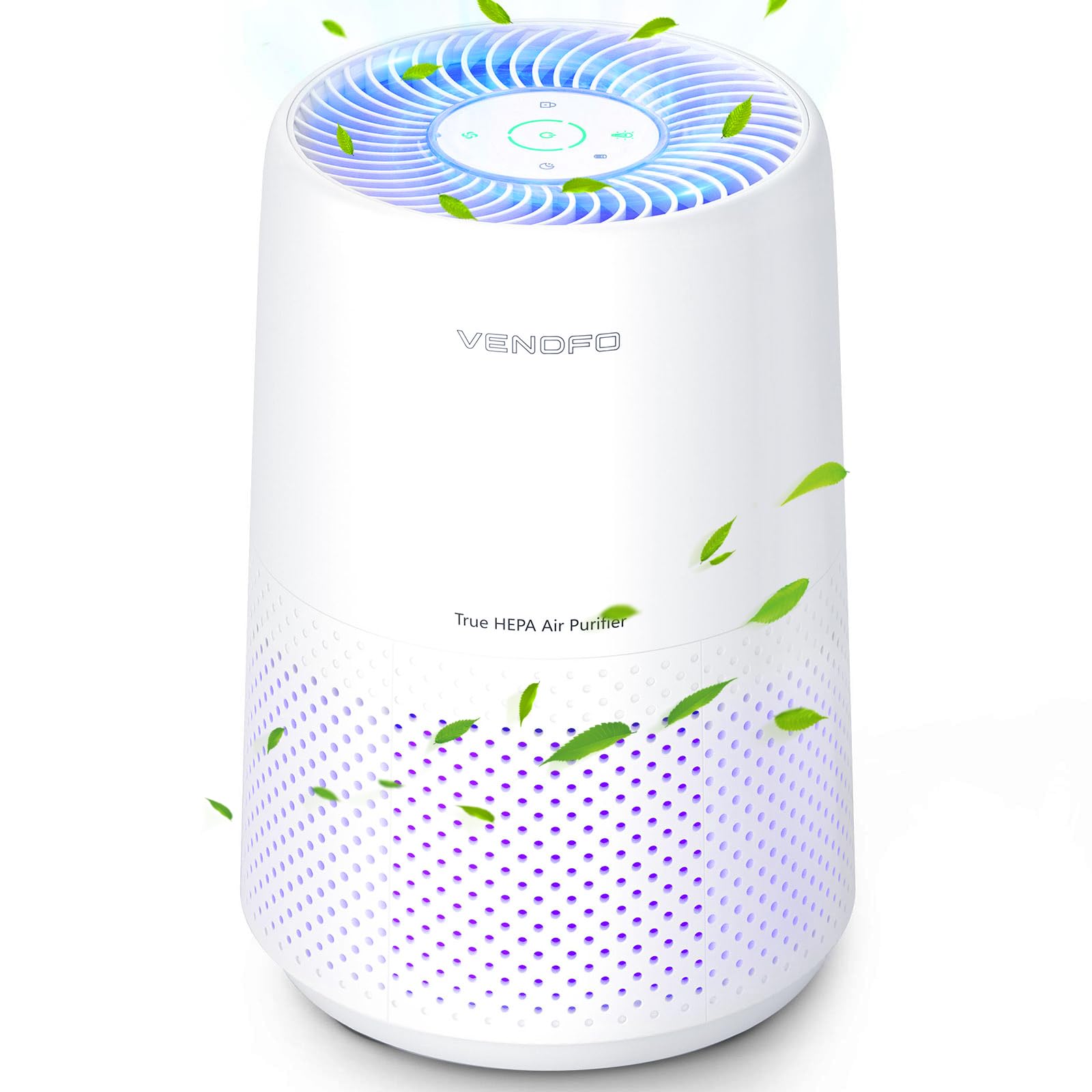 Photo 1 of Air Purifiers for Bedroom, H13 HEPA Air Purifiers - Covers Up to 1074 ft² - 24dB Ultra-Quiet Sleep Mode, 360° Outlet Air Cleaner, Perfect for Home, Pets (White)