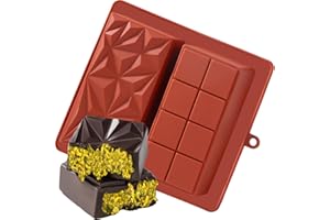 UWILLION Chocolate Bar Mold Deep Dubai 2 Inch Pistachio Chocolate Bar Silicone Thick Mold for Stuffed Bar, Large Candy Bar Mold for Filling