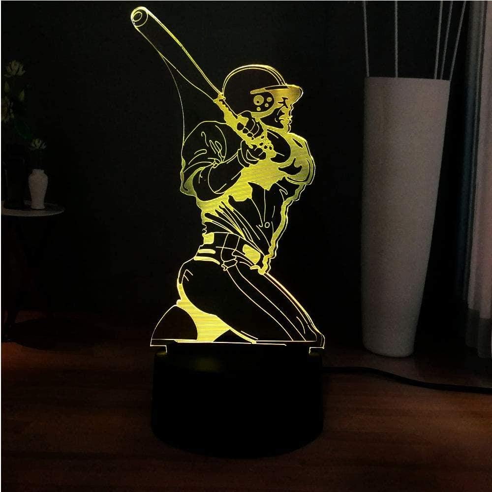 Luces nocturnas 3D Deporte Jugar Béisbol Homer Atleta Novela RGB