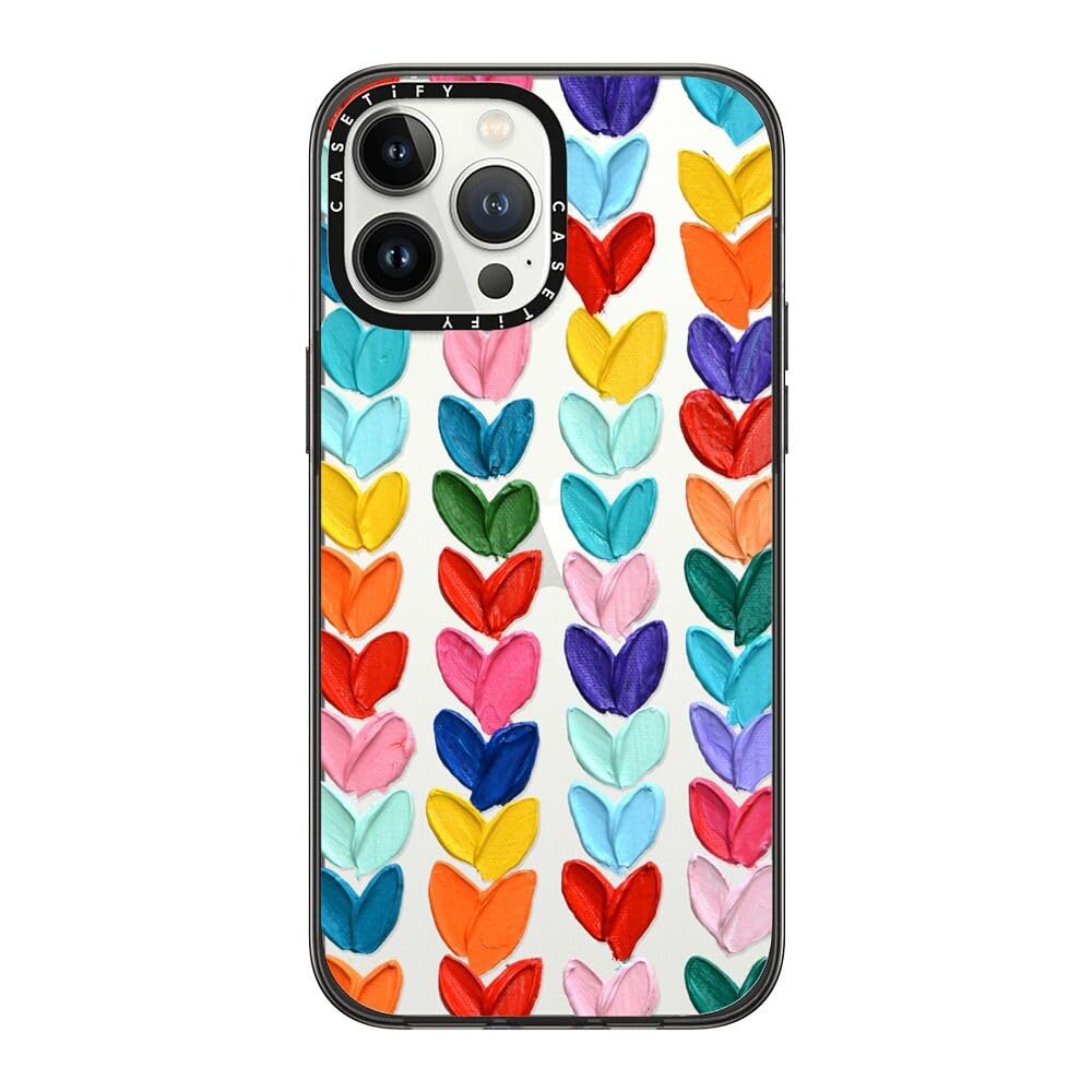 CASETiFY Compact iPhone 13 Pro Max Case [2X Military Grade Drop Tested / 4ft Drop Protection] - Clear Polka Daub Hearts - Clear Black — image 1