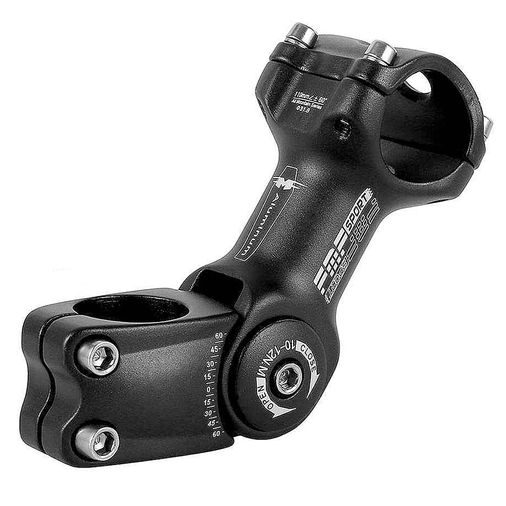 ANCLLO Adjustable Bike Stem ±60 degree 31.8mm Adjustable Mountain Bike Stem Riser 110 mm Bicycle Handlebar Extender Bike Fork Extender for Mountain Bike, Road Bike, Cycling