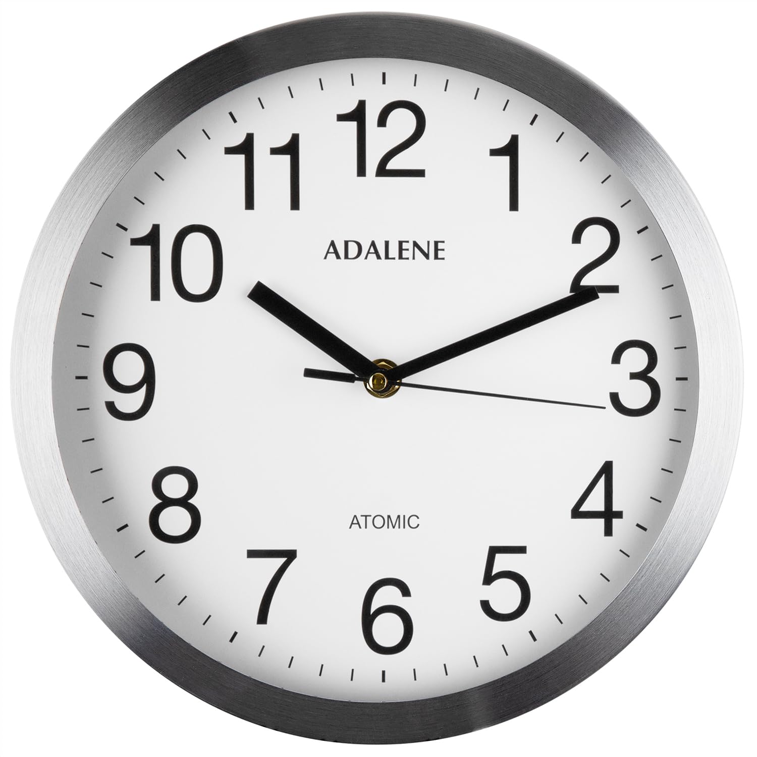 Photo 1 of Adalene Modern Atomic Wall Clock Decorative - Automatically Sets Itself - Vintage Metal 10 Inch Large Wall Clocks Battery Operated for Office, Bedroom, Bathroom, Living Room Decor, Kitchen, Outdoor