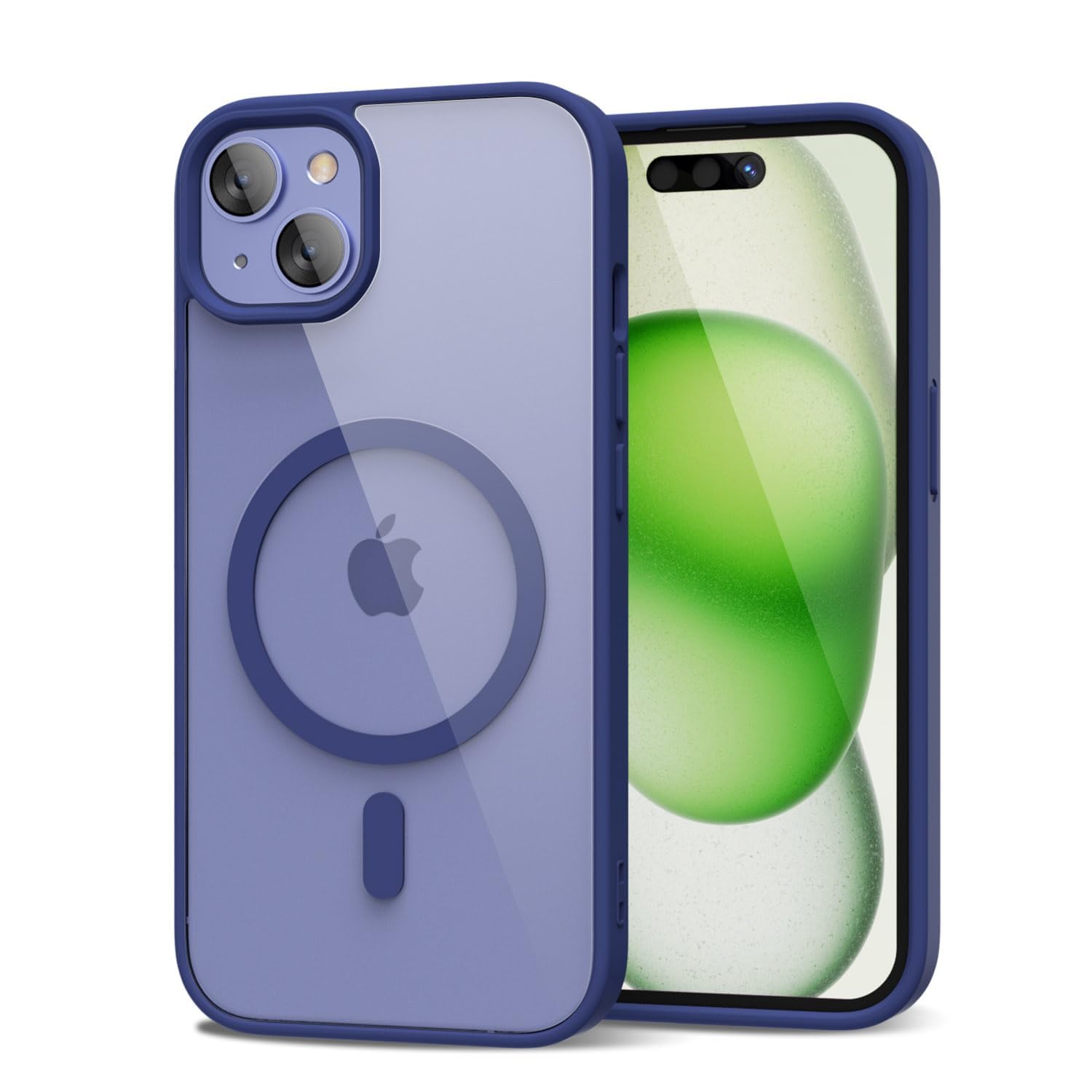 Photo 1 of oakxco for iPhone 15 Plus Case Clear Magnetic Compatible with Magsafe, Thin Slim Transparent Non Yellowing, Hybrid Soft Silicone Bumper & Hard Plastic Protective Cover for Women, Blue