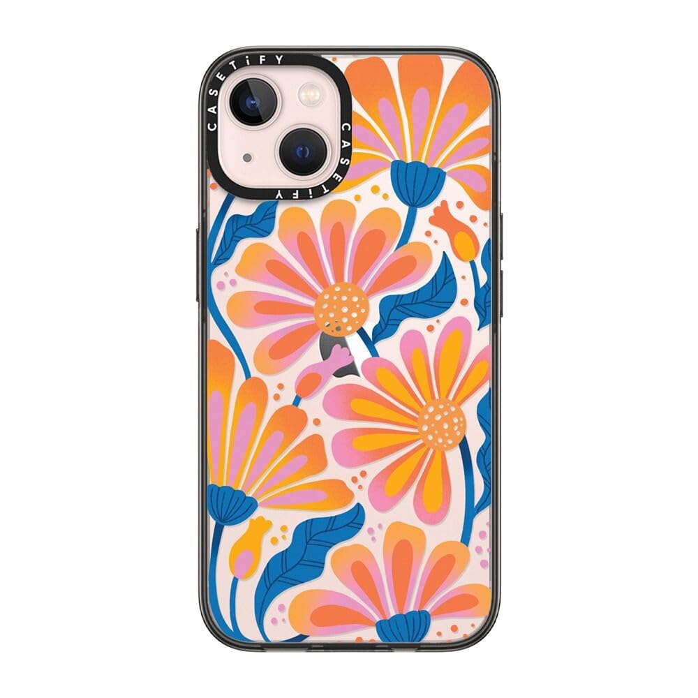 CASETiFY Compact iPhone 13 Case [2X Military Grade Drop Tested / 4ft Drop Protection] - Lazy Daisy - Clear Black — image 1