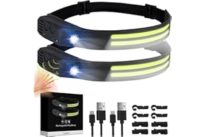 Lanlelin Headlamp Rechargeable, 2 Pack Super Bright 450 Lumen with 5 Light Mode 1500mAh Headlamp, 230°WideBeam Lampe Frontale