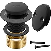 Matte Black Bathtub Drain Tip-Toe Tub Trim Set with Two-Hole Overflow Faceplate Bathroom Tub Drains Replacement Conversion Tu
