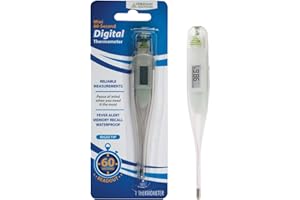 Veridian Healthcare Digital Thermometer | 60-Second Readout | Fahrenheit Measurements | Rigid Tip | Fever Alert | One-Year Warranty
