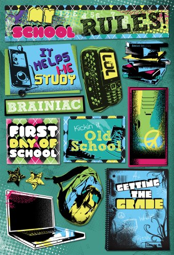 Karen Foster Design Acid and Lignin Free Scrapbooking Sticker Sheet, My School Rules
