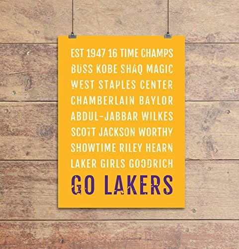Los Angeles Lakers Print - LA Lakers - Subway Poster, Boyfriend Gift, Husband Gift, Wall Art, Train Scroll, Bus Scroll, Word Art, Typography