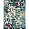 Unique Loom Positano Collection Coastal Modern Bright Colors Starfish Runner Rug_CAP001, 8' 0 x 10' 0, Navy Blue/Teal