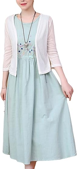 Amazon 美しいです レディース ワンピース 夏 秋 冬 Aライン スリム ショット丈 綿麻 カーディガン ショール 二枚 刺繍 ワンピース チュニック 通販 Amazon 美しいです レディース ワンピース 夏 秋 冬 Aライン スリム ショット丈 綿麻 カーディガン ショール 二枚 刺繍 ワンピース チュニック 通販