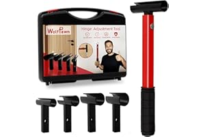 WolfPawn 4-in-1 Door Hinge Adjustment Tool Kit, Professional Hinge Gap Adjusting Wrench for Cabinet Doors and Furniture Assembly, Heavy Duty Painted Steel Hinge Bender Wrench with Rubber Grip