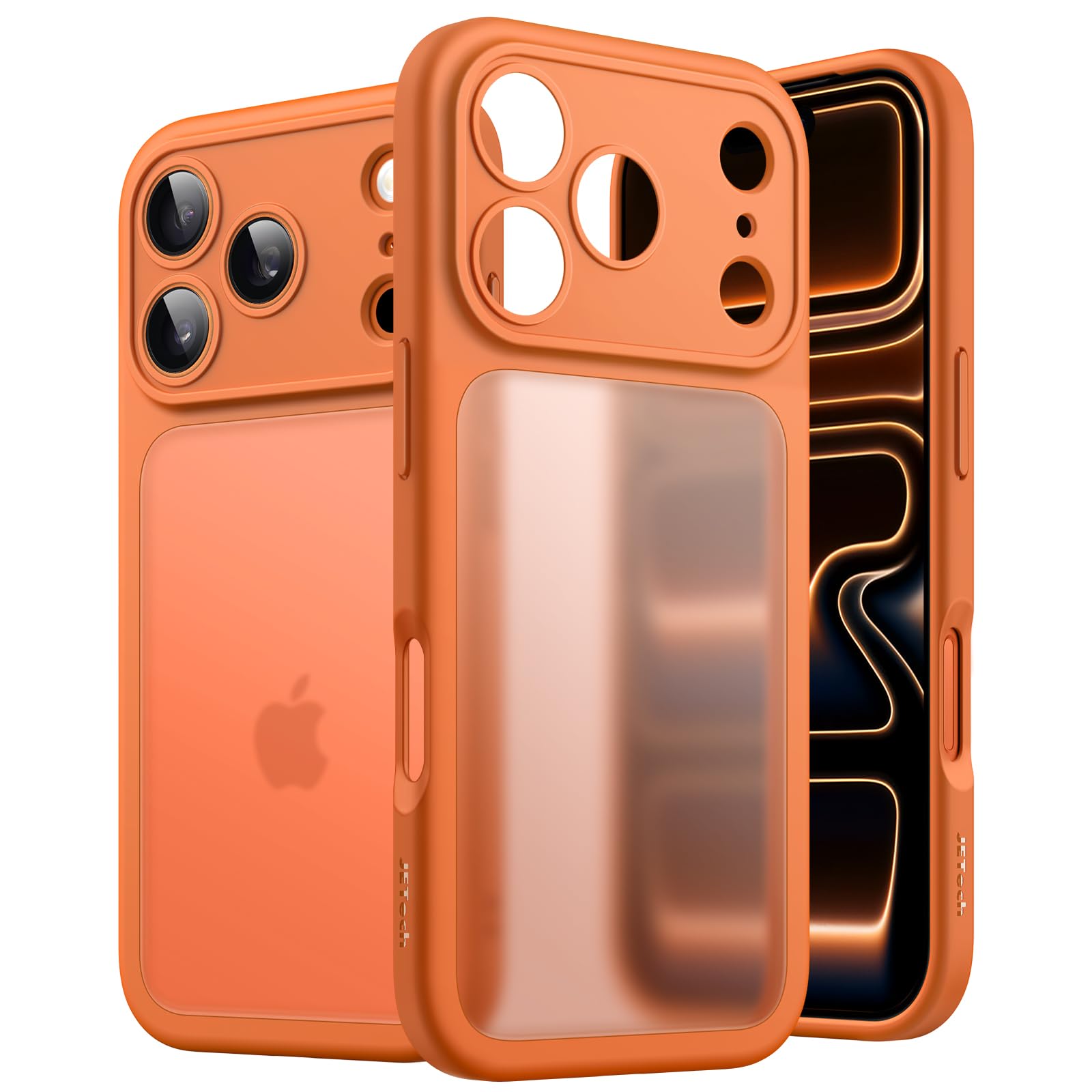 JETech Matte Case for iPhone 17 Pro 6.3-Inch, Shockproof Military Grade Drop Protection, Full Camera Lens Protection, Frosted Translucent Back Minimalist Phone Cover (Orange)