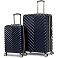 Kenneth Cole REACTION Madison Square Lightweight Hardside Chevron Expandable Spinner Luggage, Navy, 2-Piece Set (20" & 28")