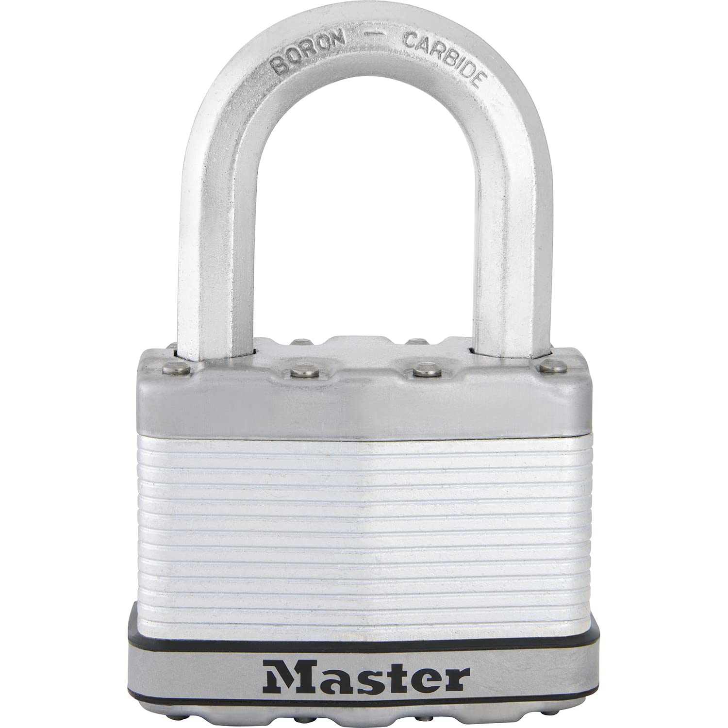 MASTER LOCK Heavy Duty Padlock, Security Level 10/10, Outdoor, Keyed, Laminated Steel, Weatherproof, Medium Shackle
