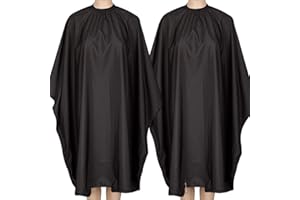 Iusmnur Barber Cape, 2 Pack Professional Hair Salon Capes with Adjustable Metal Clip, Shampoo Hair Cutting Cape for Barbers and Stylists - 55 x 63 inches (Black-2pack)