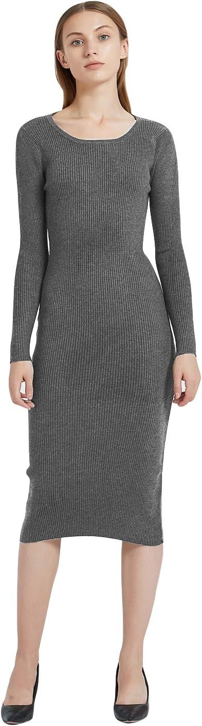 RanRui Women's Turtleneck Bodycon Cashmere Long Sleeve Sweater Dress Elasticity S-L