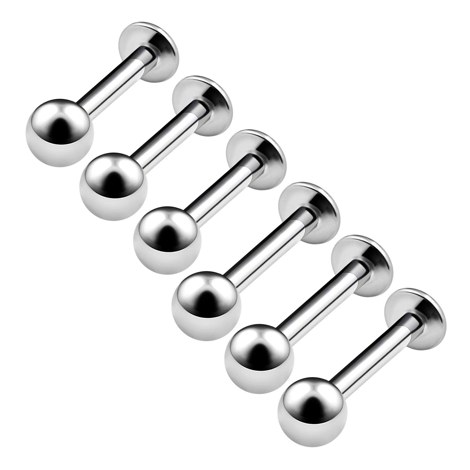 BanaVega 6PCS Surgical Steel Lip Rings 14g 6mm 8mm 4mm Ball Medusa Marilyn Monroe Cartilage Lip Earring Labret Piercing Jewellery 4569