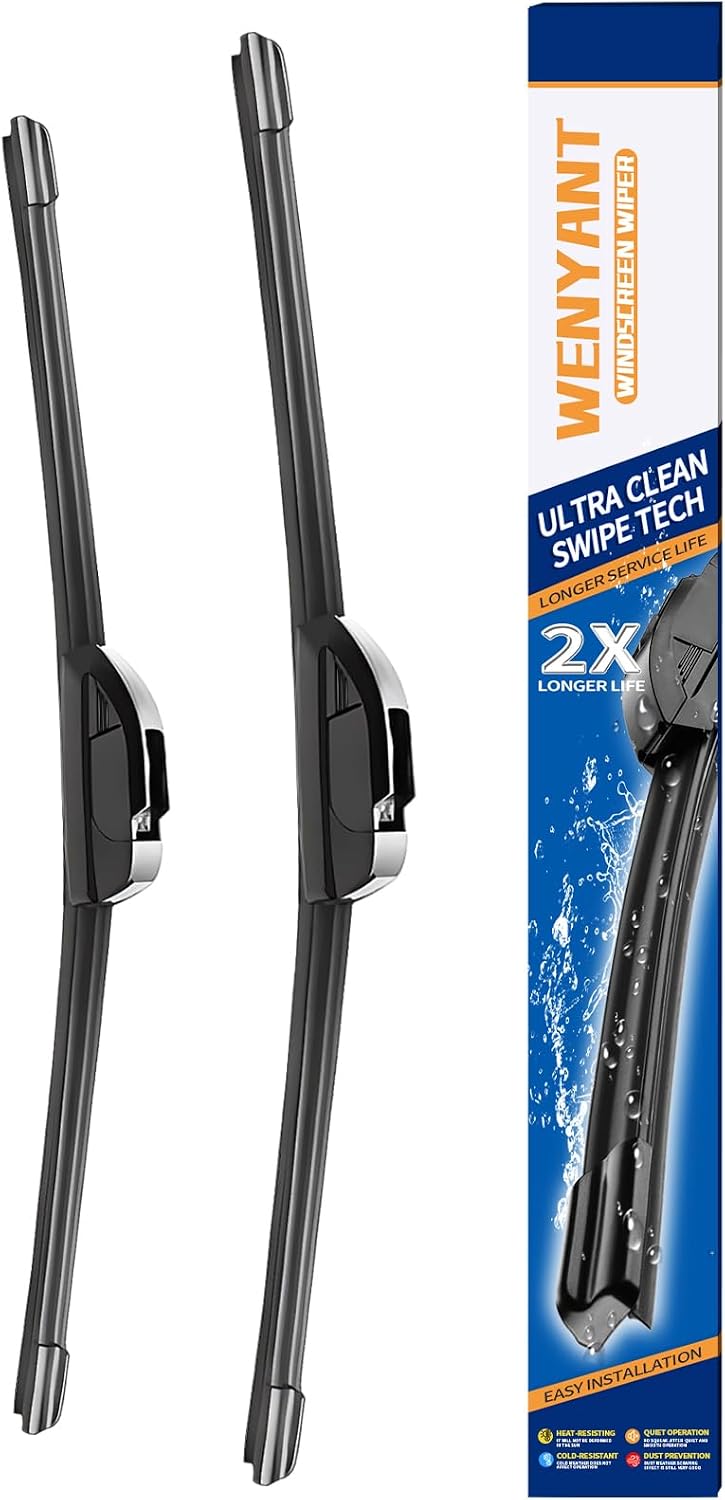 OEM Quality 26 inch + 18 inch Universal J/U Hook Front Windshield Wiper Blades For My Car All-Season Automotive Replacement Blades 2 Pack