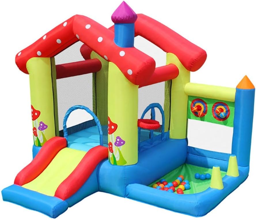 Bouncy Castles 4 Children's Trampoline Indoor Home Inflatable Castle Indoor Small Game House Game Fence Ball Pool Slide Combination Gift Bearing Weight 135kg