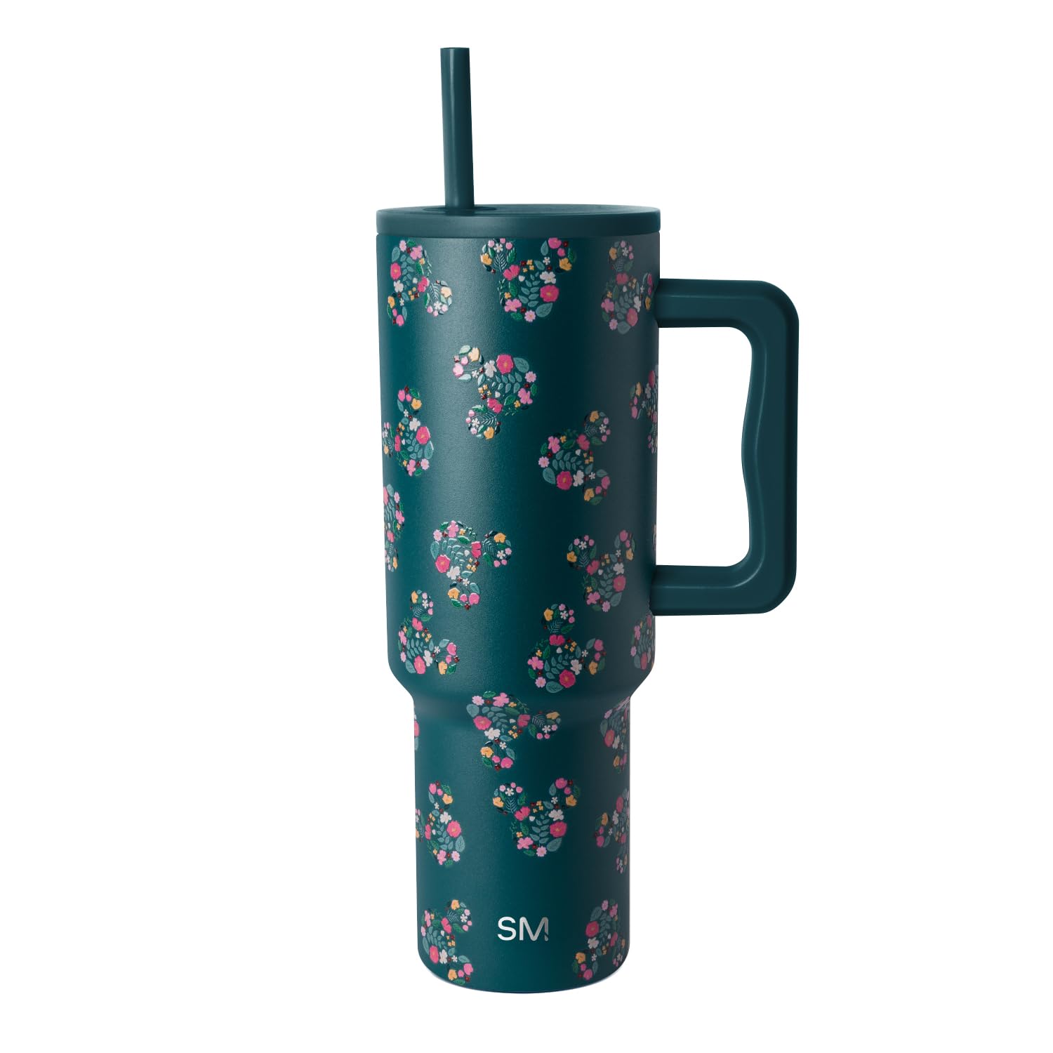 Simple Modern Disney 40 oz Tumbler with Handle and Straw Lid | Insulated Reusable Stainless Steel Water Bottle Travel Mug | Gifts for Women Her | Trek Collection | 40oz | Mickey Mouse Floral Riptide Image