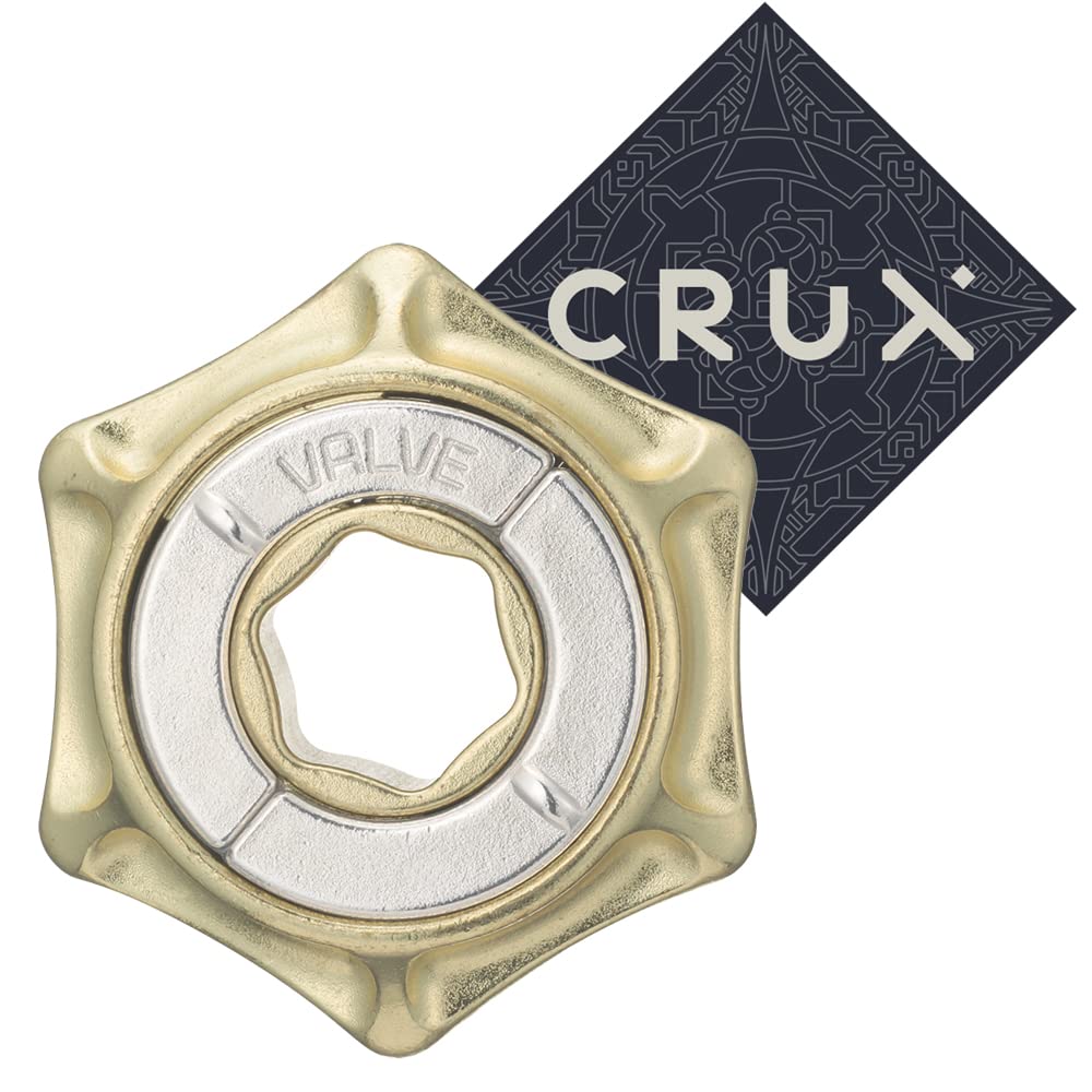 Hanayama Cast Valve Puzzle - Level 4 of 6 - Fairly Hard - Includes Crux Sticker