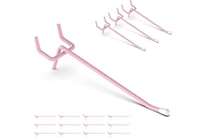 HUHOLE Pegboard Hooks 4 Inch 50PC, Pink Peg Board Hooks, Fit 1/4" or 1/8" Pegboard, Ideal Peg Board Organizer Accessories for Wall Display, Crafts Organization, Kitchen Organizer (Pink, 4 Inch)
