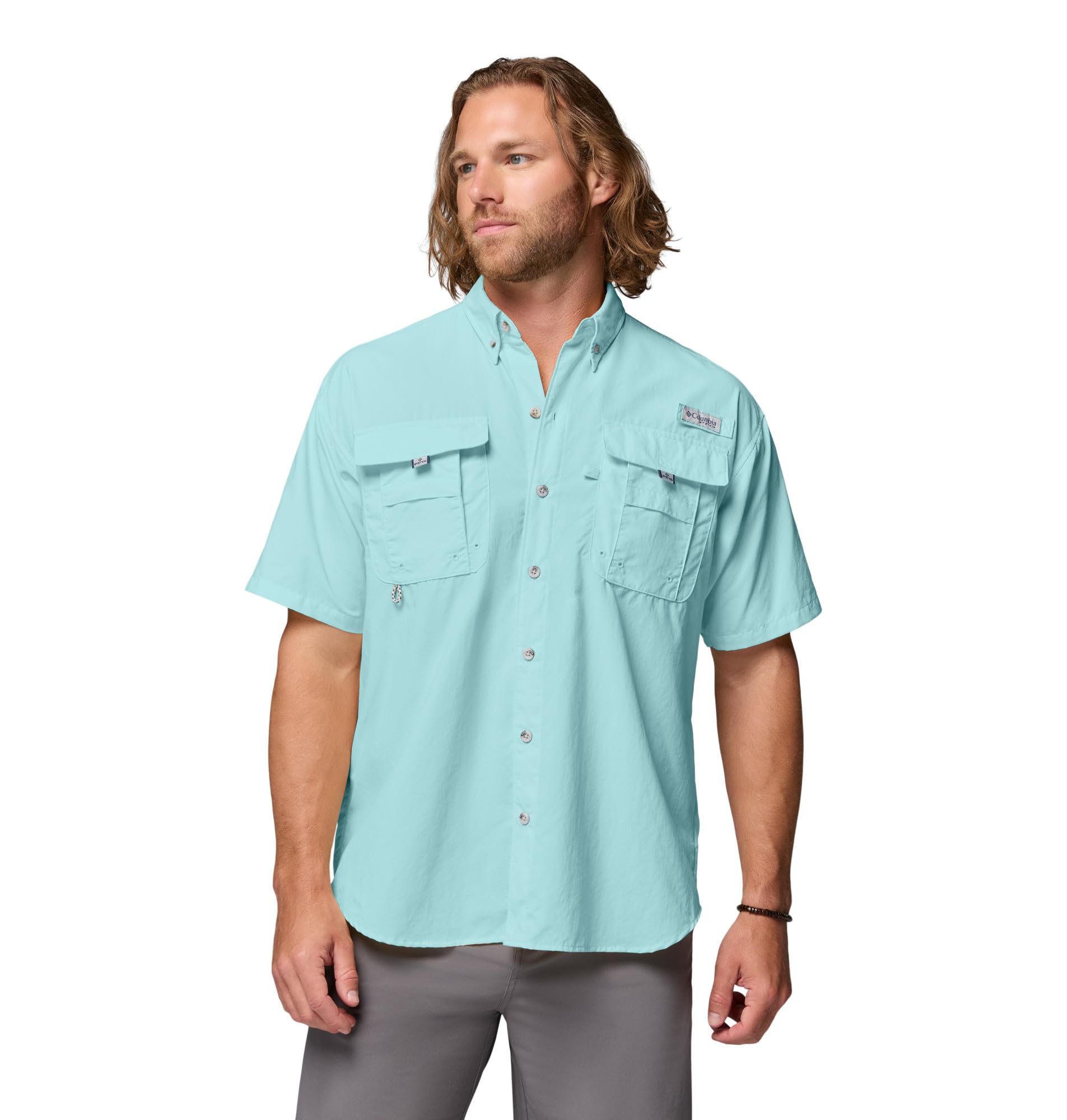Columbia Mens PFG Bahama II Short Sleeve Fishing Shirt, Gulf Stream, X-Small Image