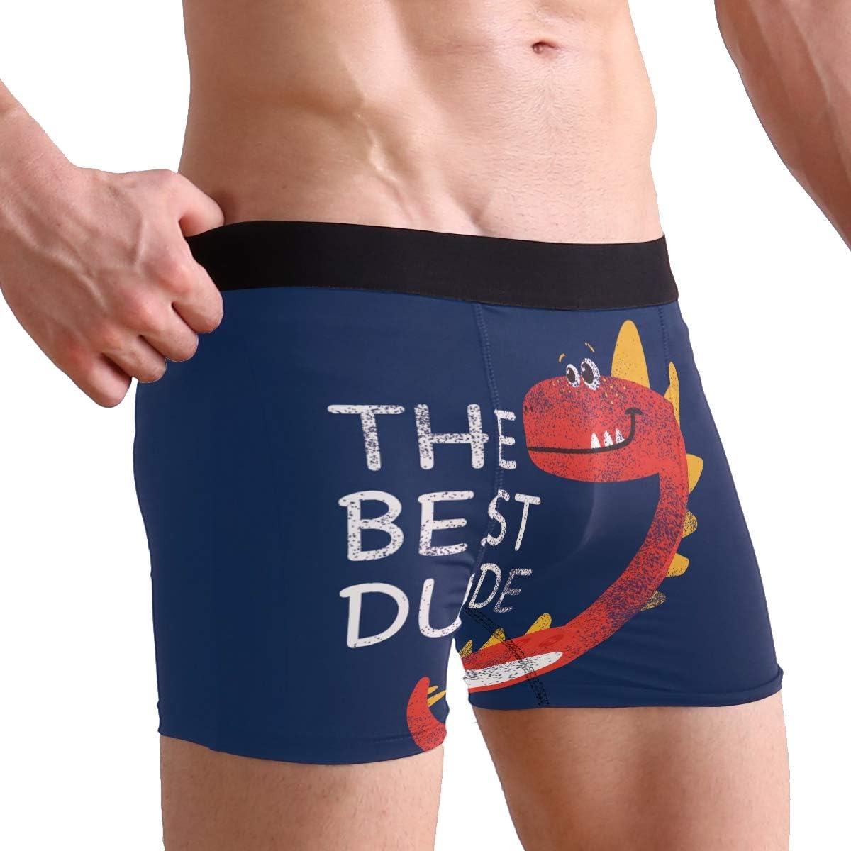 Cute Red Dinosaur Underwear Boxer Briefs for Men Boys Youth Shorts Leg