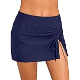 Daci High Waisted Swim Skirt - 2025 Side Slit Drawstring Bathing Suit Skirt Tummy Control Swim Skort for Women