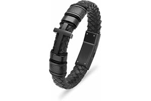 Minicremation Cross Cremation Jewelry Urn Bracelet for Ashes Genuine Leather for Women Men Keepsake Memorial Cuff Bangle Braided Wristband Bracelet for Men