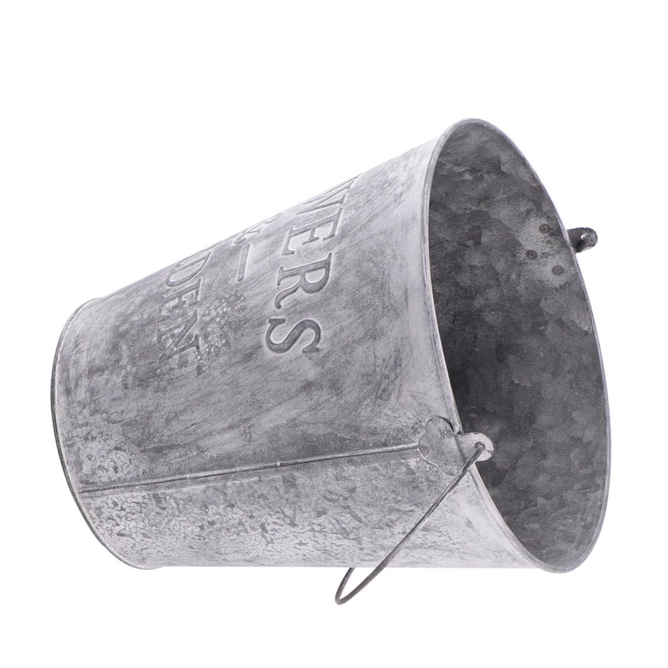 Yardwe Galvanized Metal Flower Bucket Flower Pot Vase Plant Planter Flower Holder Rustic Vintage Garden Home Decorations Size S (Light Grey)