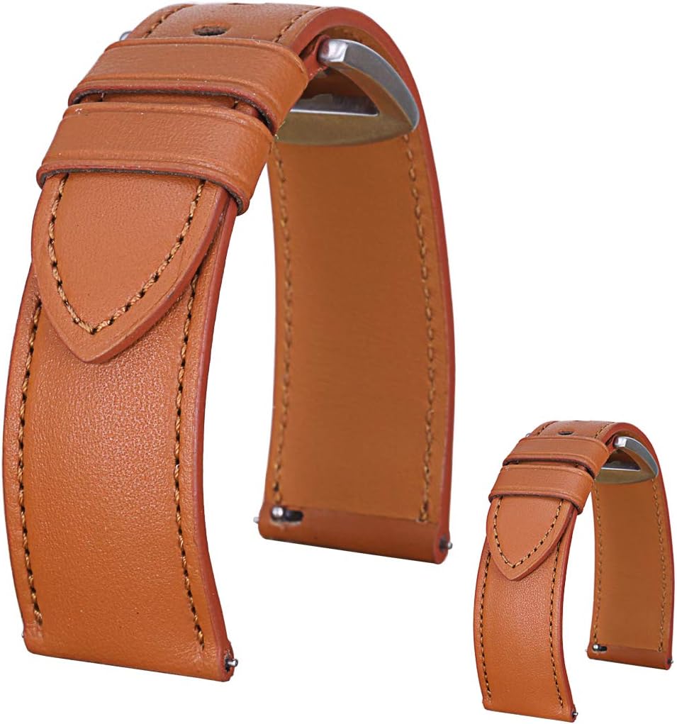 Calf Skin Genuine Leather Watch Band 22mm Yellowish-Brown Men Wrist Watch Accessories Quick Release Pin Suitable for Smart Watches