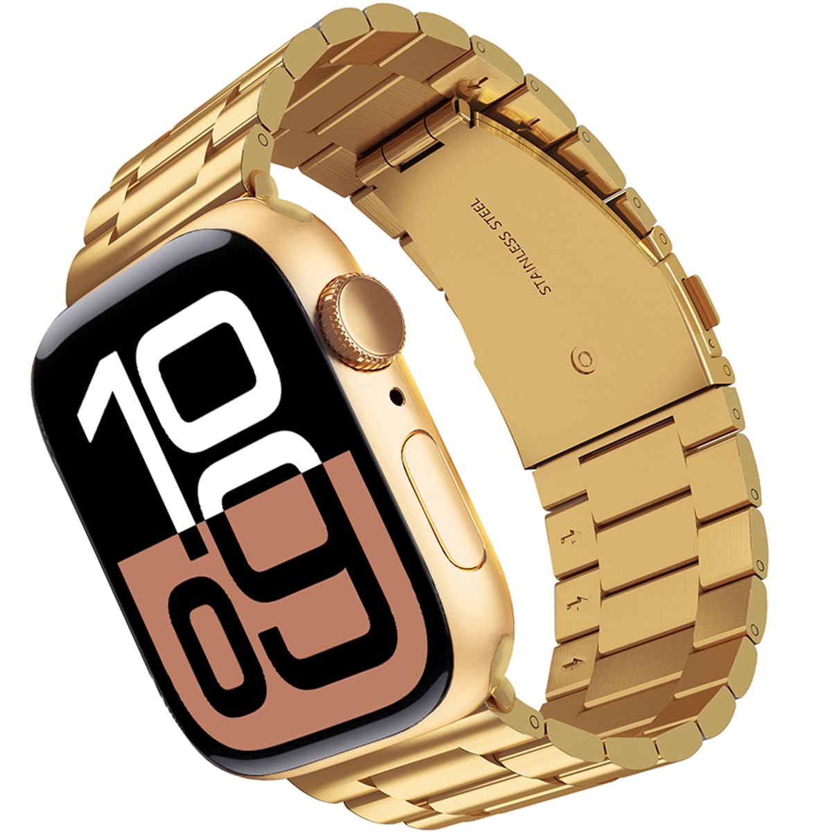 ARTCHE 42mm 41mm 40mm 38mm Metal Strap for Apple Watch Straps, Durable Stainless Steel Seamless Connector Waterproof Strap Compatible with iWatch Series 11/10/9/8/7/6/5/4/3/2/1/SE3/SE2/SE, Gold