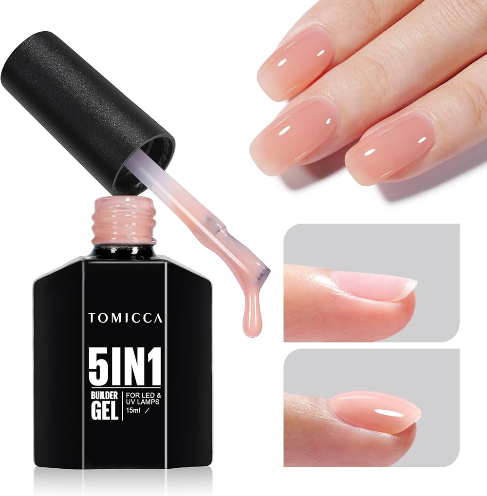 TOMICCA 5-in-1 Nail Builder Gel Nude Pink 15ML 60s LED/2min UV Curing