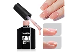 TOMICCA Nude Builder Gel for Nails, 5 In 1 Gel Polish Nail Strengthener, Soak Off UV Hard Gel Nail Extension Translucent Color Jelly Nail Builder Gel for Base Coat Needed