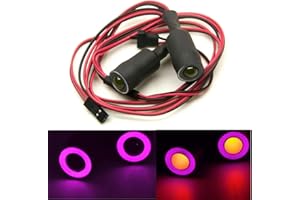 MOHERO 2 LEDs Angel Eyes & Demon Eyes LED Light Headlights for 1/10 RC Model Crawler Cars Headlamps (Purple+Yellow, 13mm)
