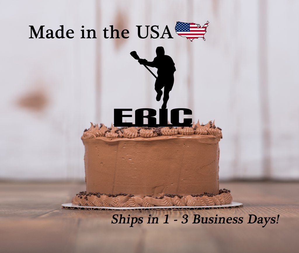 Lacrosse Player with Keepsake Base, Cake Topper, Lacrosse Theme, Team Sports, Player, la Crosse, Birthday Party, Personalize, Party Decor, Keepsake