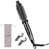LOVANI Mini Travel Curling Iron Brush 3/4 Inch, Small Curling Brush for Short Hair, Bangs & Fine Hair, Portable Anti-Scald Hot Curler, Dual Voltage with Travel Bag