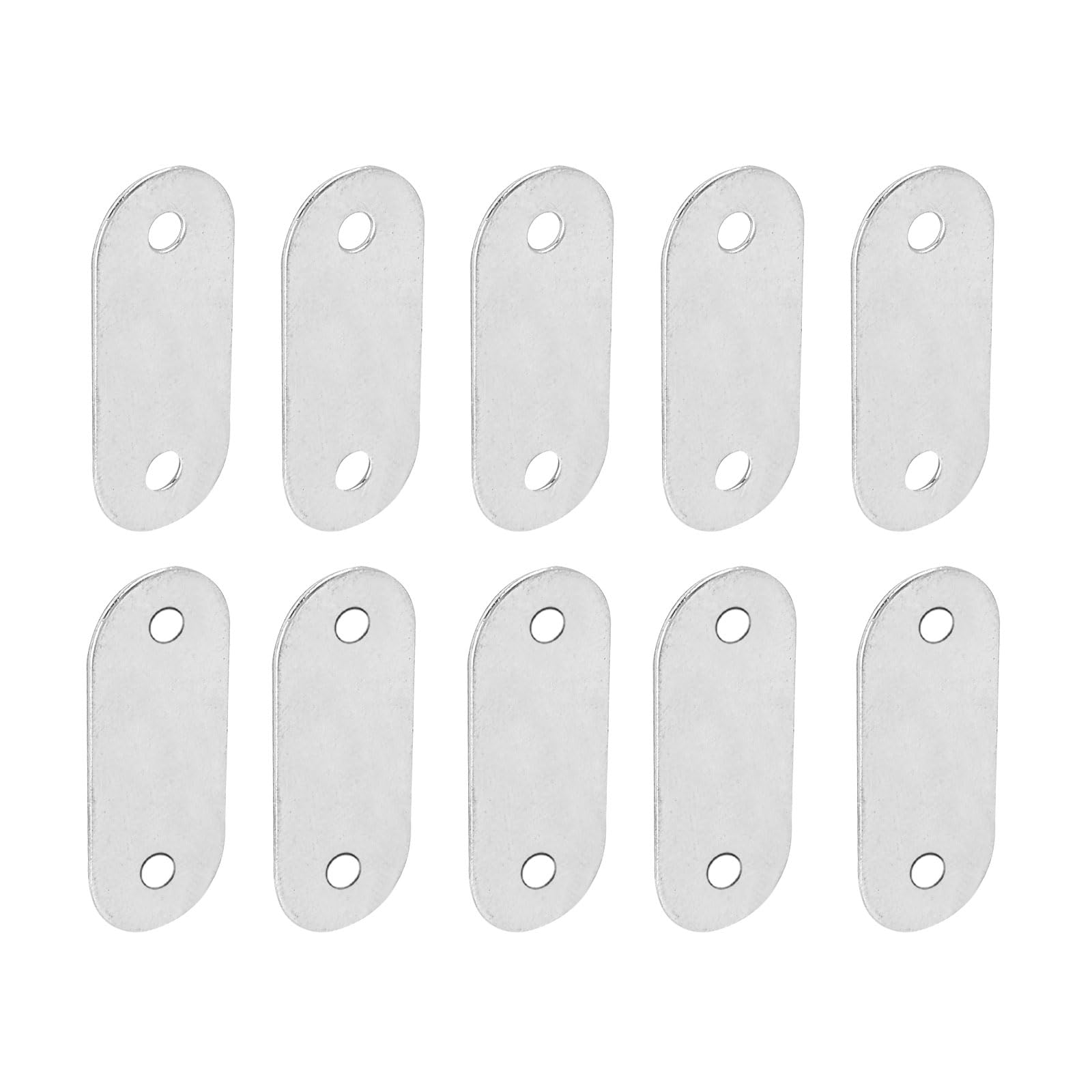 DTGN 39x16x0.7mm(LxWxT) Flat Straight Brace Plate -10Pack- Good for Furniture Repairing - Stainless Steel Brace Plate - Silver Tone