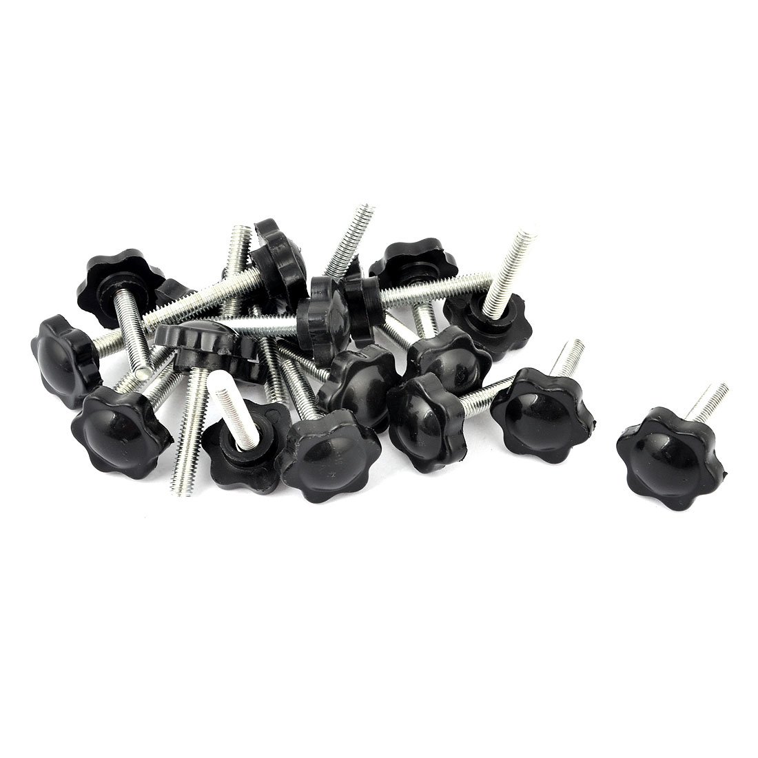 sourcingmap 20pcs Star Shaped Head M6x30mm Male Thread Clamping Screw Knob