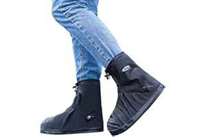 YUEYA Waterproof Shoe Covers for Rain, Non-Slip Silicone Overshoes with Zipper, Reusable Shoe Protectors for Bicycling and Outdoor Activities, Washable Rain Boots for Men, Women and Kids