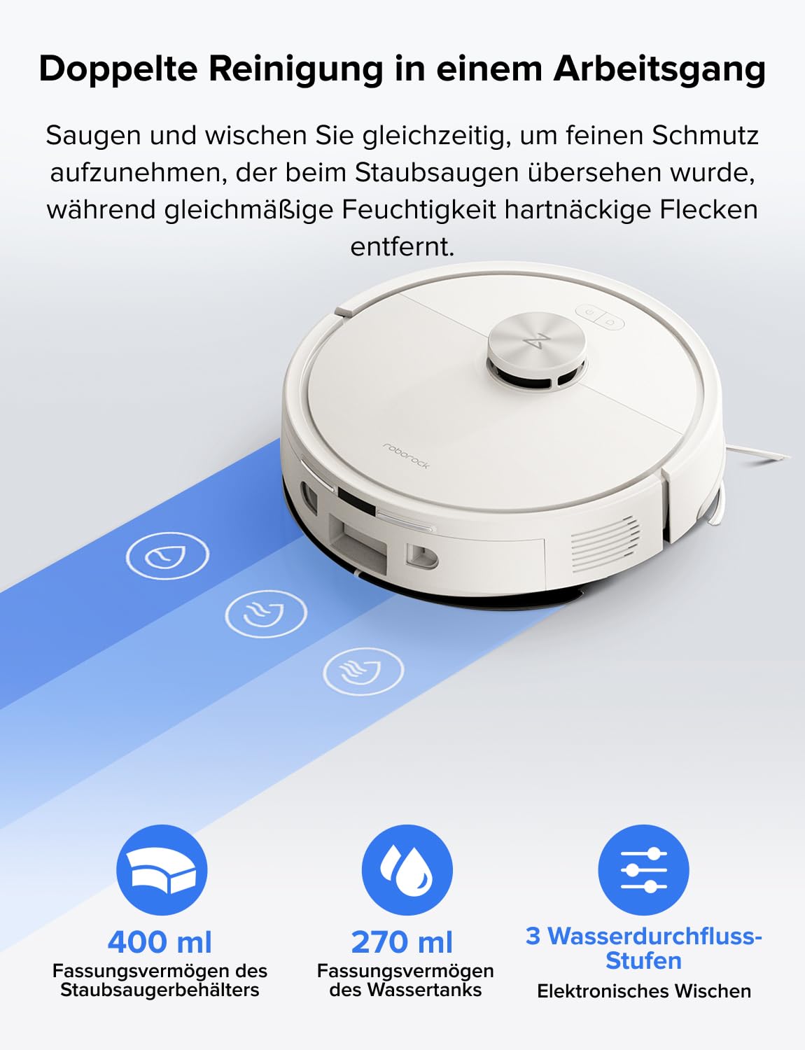 roborock Q7 L5 Saugroboter, Dual Anti-Tangle System, 8.000 Pa HyperForce Saugkraft, Präzise Navigation, Smart No-Go Zone, Einstiegsleistung, Perfekt für Haustierbesitzer (Weiß) 6