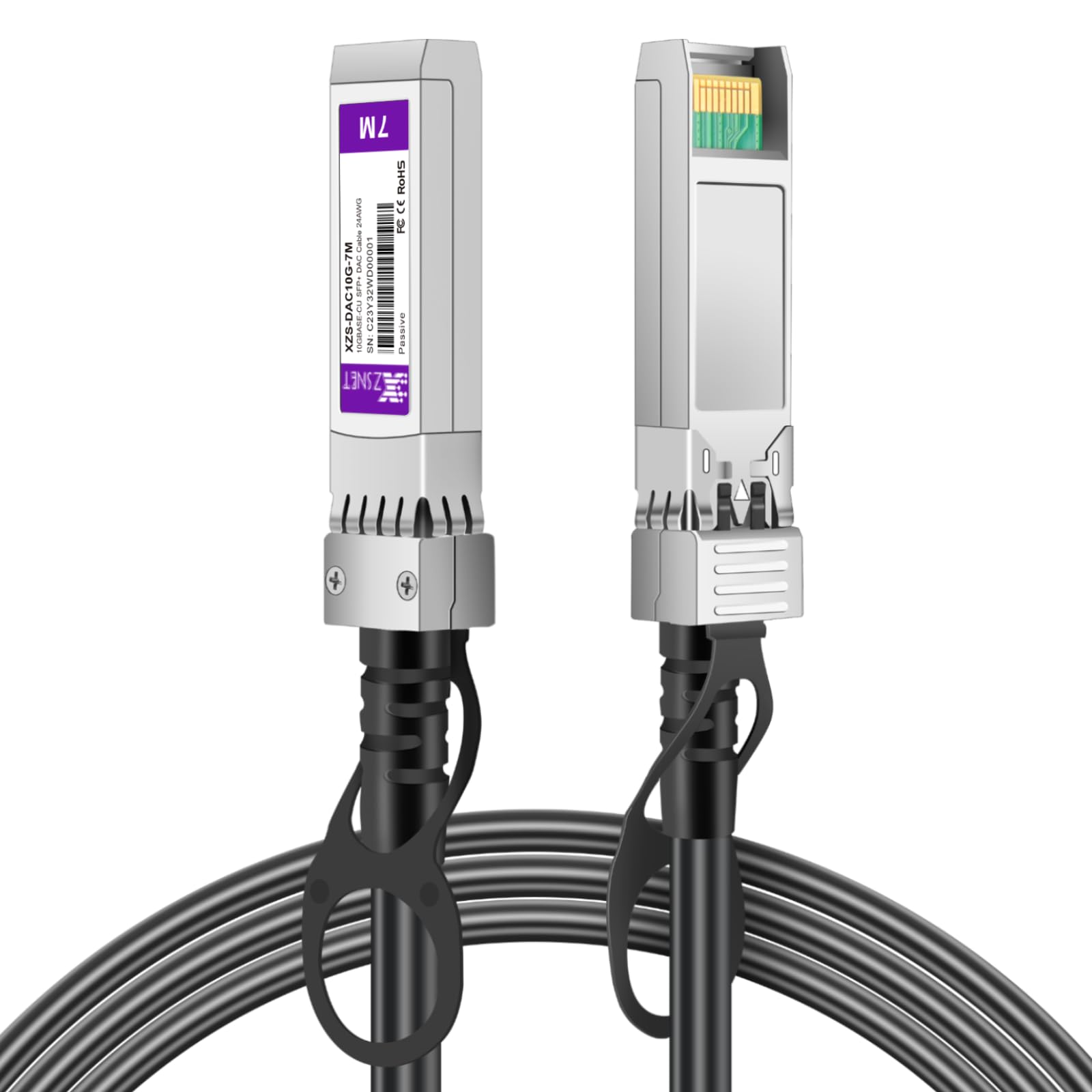View 1 of 10G SFP+ to SFP+ Cable, 7M(23ft) 24AWG, 10GBASE-CU Passive Twinax Direct Attach Copper DAC Cable for Cisco SFP-H10GB-CU7M, Ubiquiti UACC-DAC-SFP10-7M, UniFi UC-DAC-SFP+ and More | 0.5-7m Available
