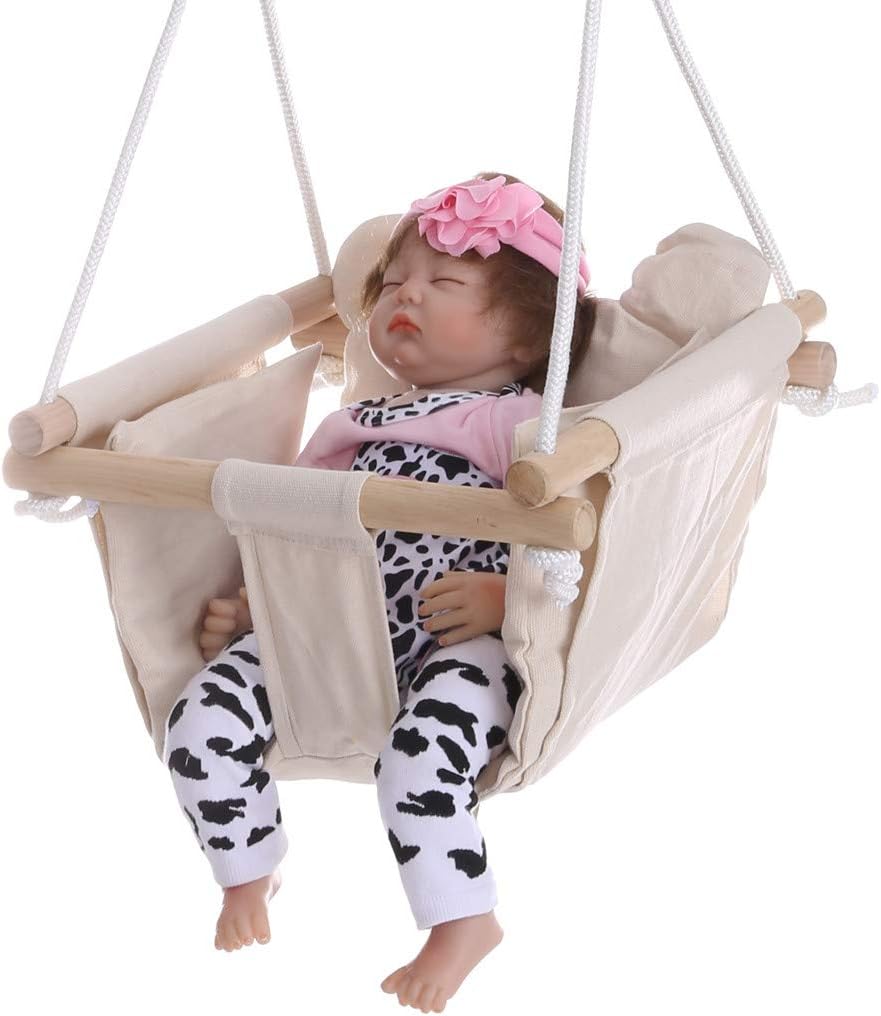 Lanhui Children's Swing Adjustable Indoor Outdoor Baby Toddler Canvas Swing Hanging Seat with Cushion 15.7in×15.7in×47.2in